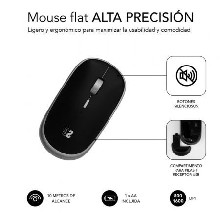 Subblim Ratón Wireless Mini Space Grey 1600 DPI